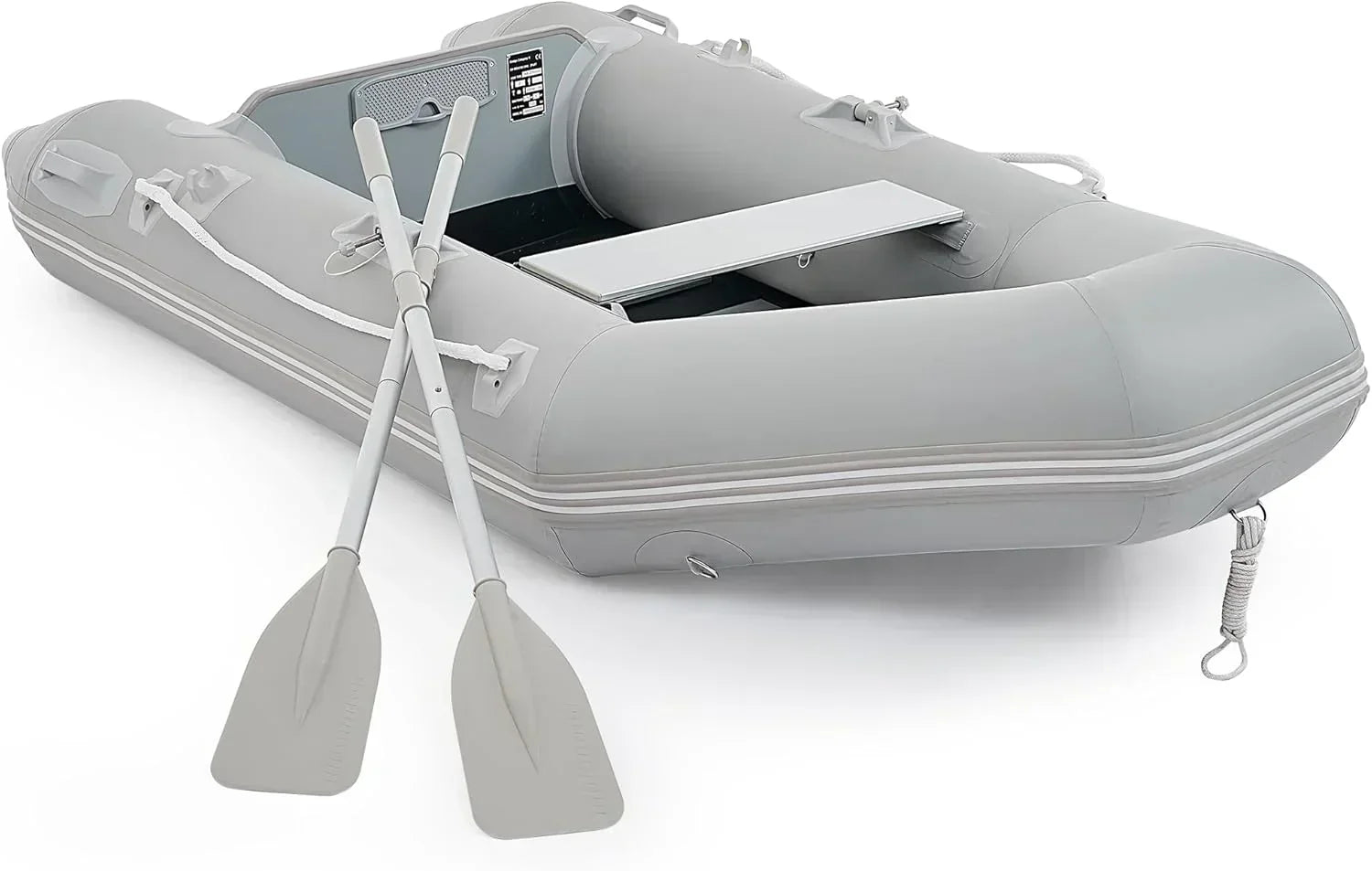 7.5ft Inflatable Dinghy Boat, 2 Person 660lb Transom Sport Tender Boat with Pump Aluminum Oars Floor, Heavy Duty Inflatable Raft Kayak for Adults