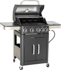 Burner Gas grill with side burner and enameled cast iron grille 42,000BTU outdoor cooking stainless steel propane grill Garden grill, silver