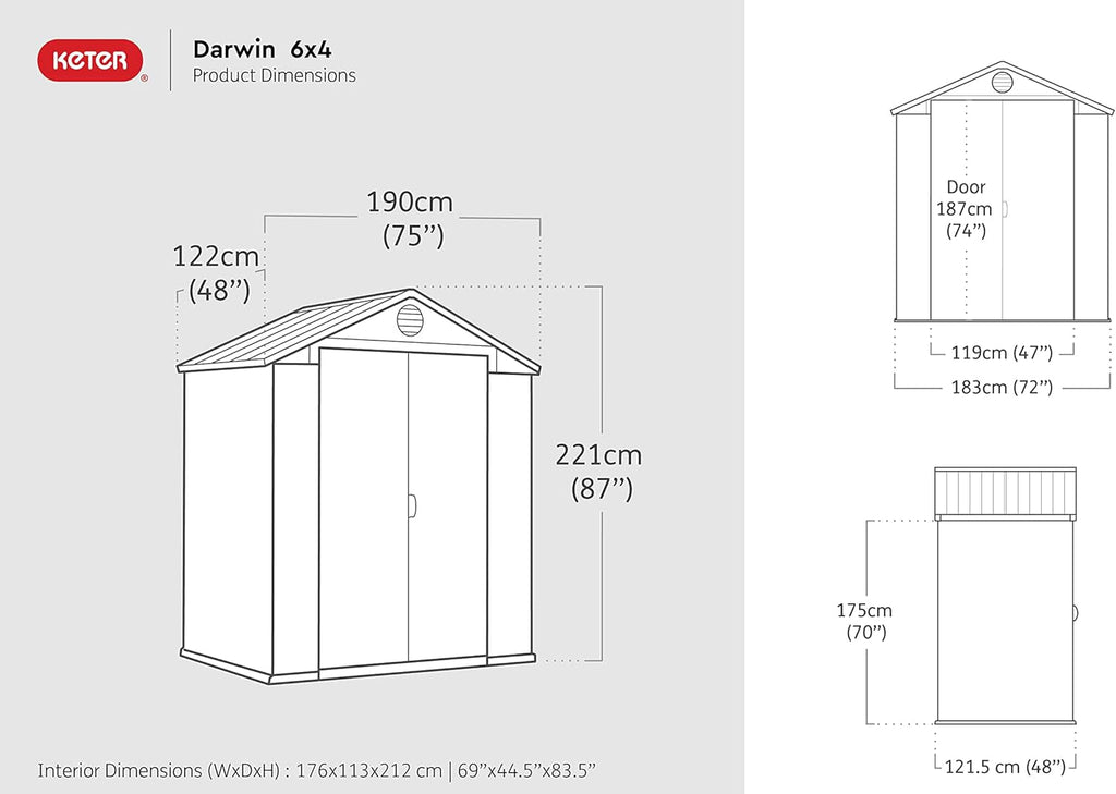 Darwin Outdoor Apex Double Door Garden Storage Shed 6 X 4Ft Brown Wood Look and Feel