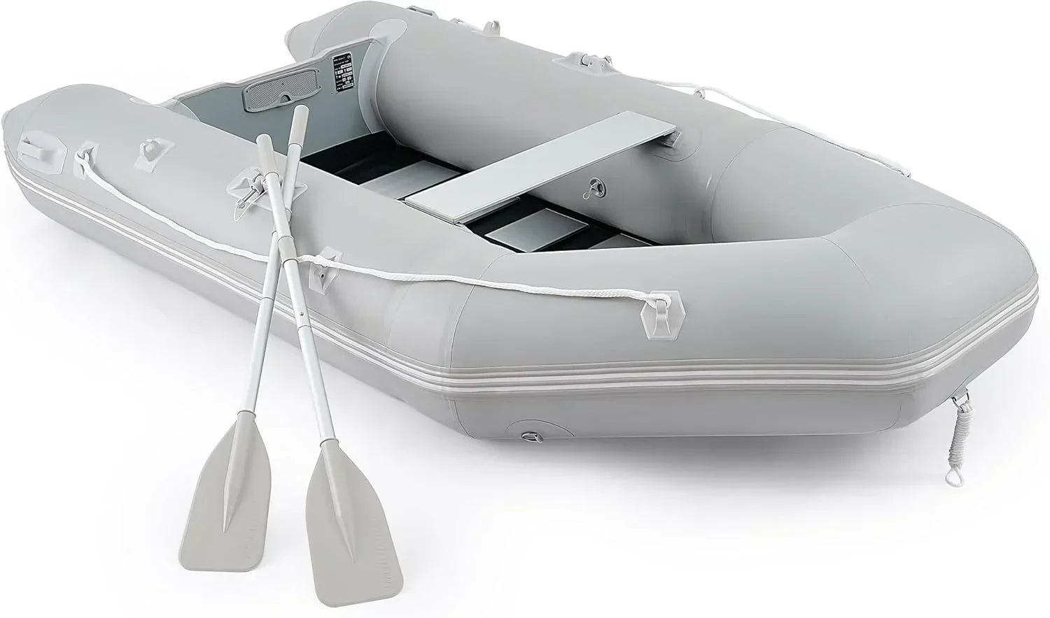 10ft Inflatable Dinghy Boat, 4 Person 990lb Transom Sport Tender Boat with Pump Aluminum Oars Floor, Heavy Duty Inflatable Raft Kayak for Adults