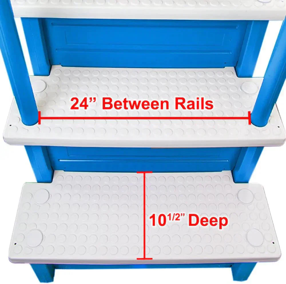 Select Anti-Slip in-Pool Steps | Gray | for Above Ground Swimming Pools | Can Mount to Decks 48" to 54" H | Safety Stairs Capacity Up to 300 lbs
