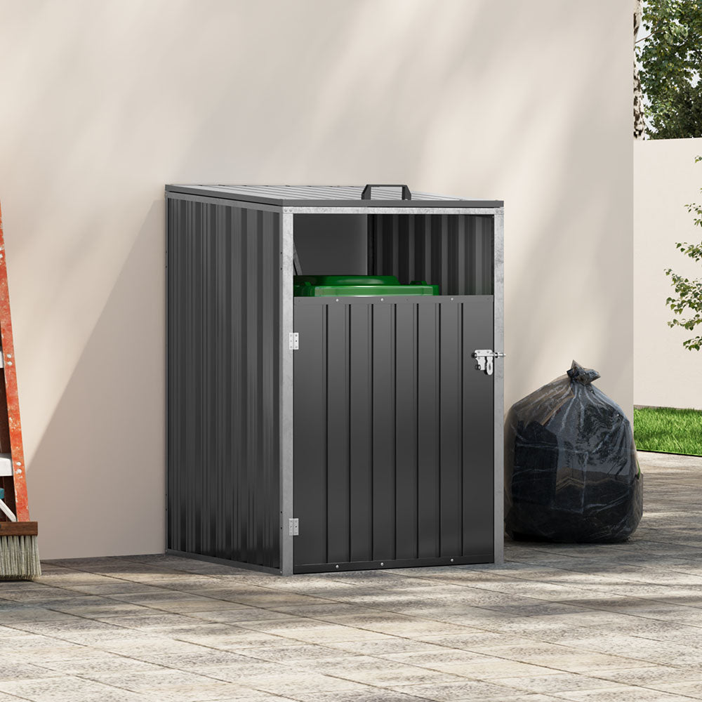 3x3ft Charcoal Black Outdoor Galvanized steel Garbage Can Storage Shed