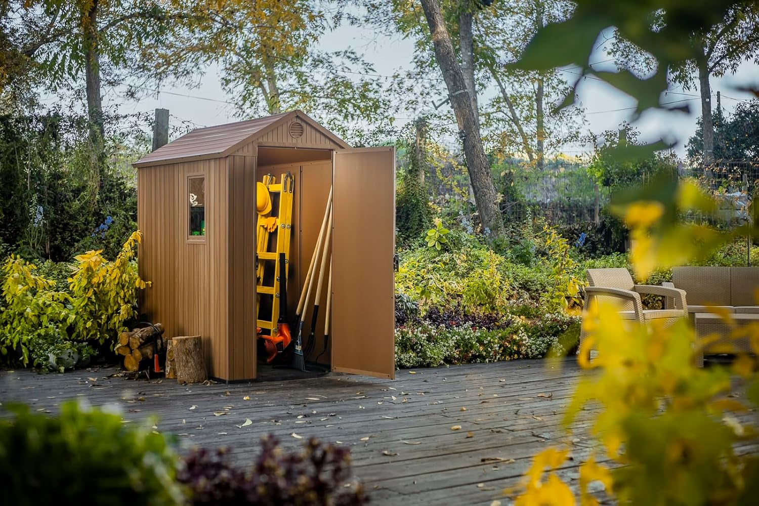 Darwin 4X6 Garden Shed with Natural Wood-Look | Evotech Composite, Weather-Resistant