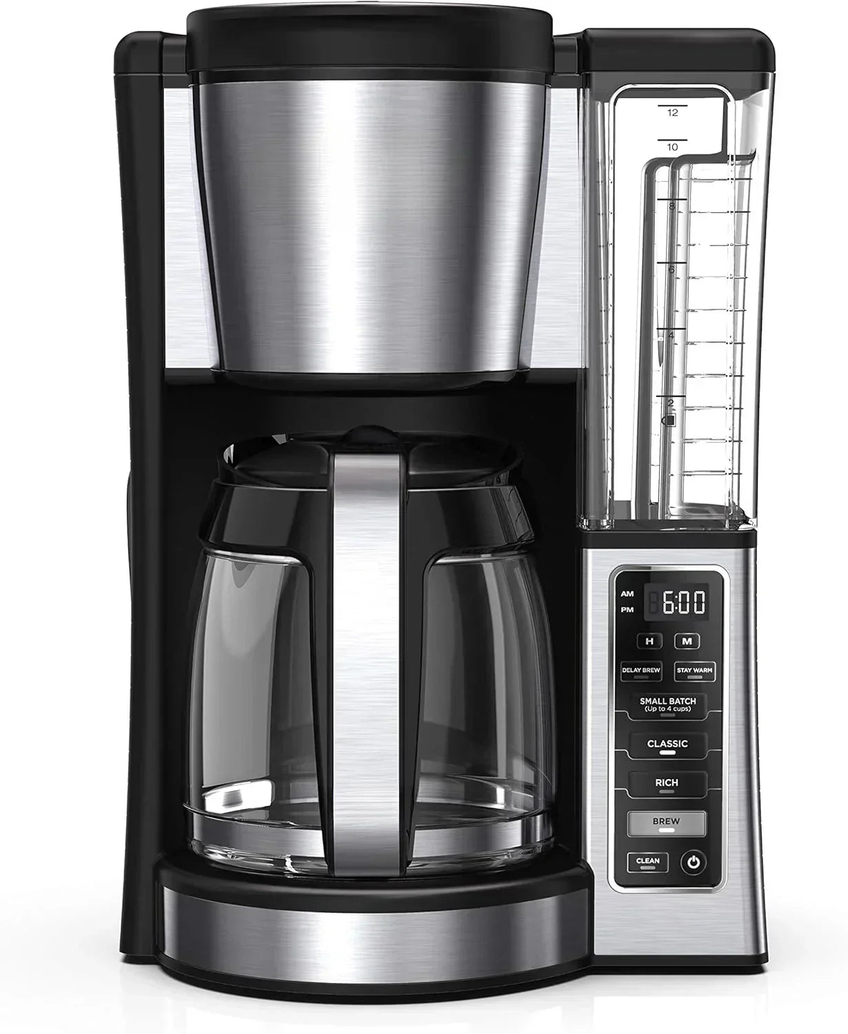 12-Cup Programmable Coffee Brewer, 2 Brew Styles, Adjustable Warm Plate, 60oz Water Reservoir, Delay Brew - Black/Stainless Steel