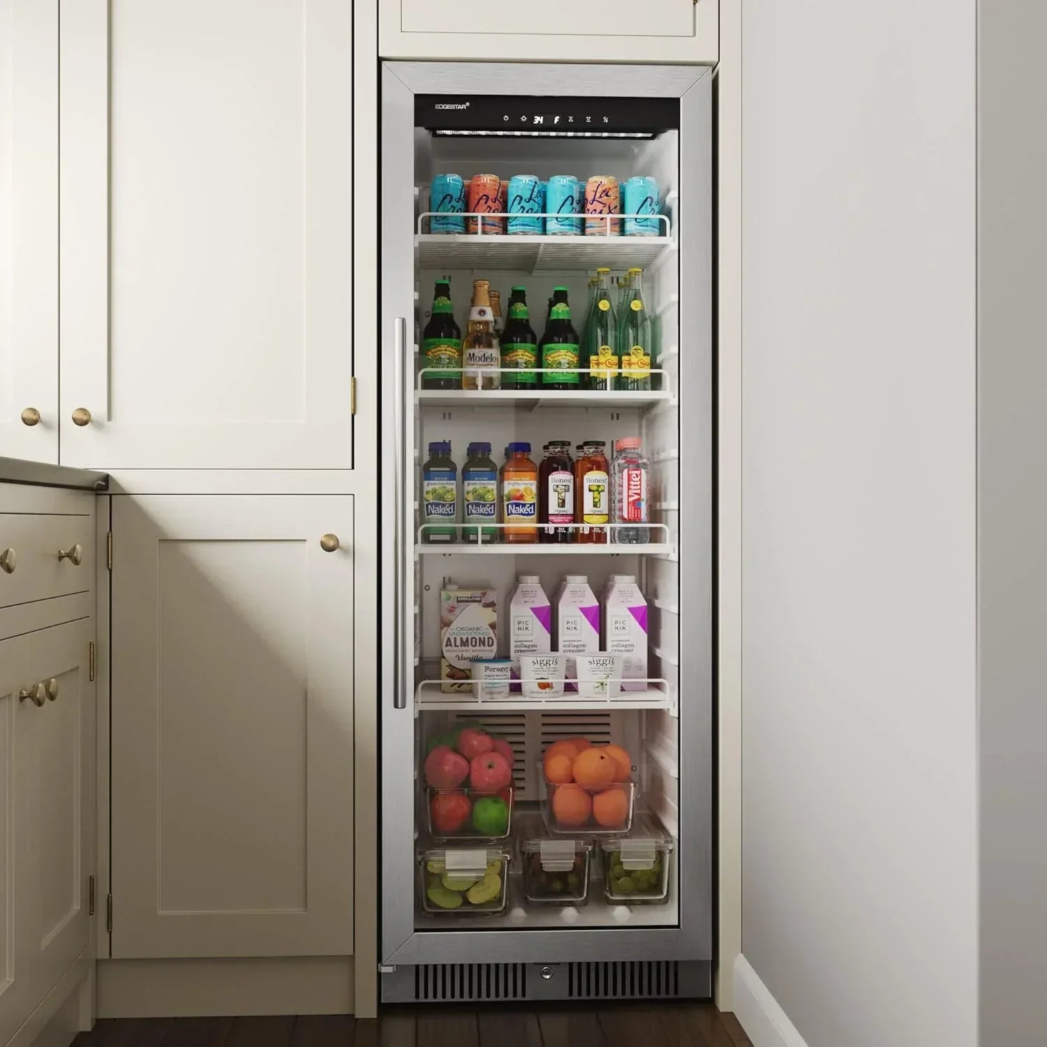 22" Wide 10.1 Cu. Ft. Commercial Beverage Merchandiser – Stainless Steel, Temp Alarm, Reversible Door