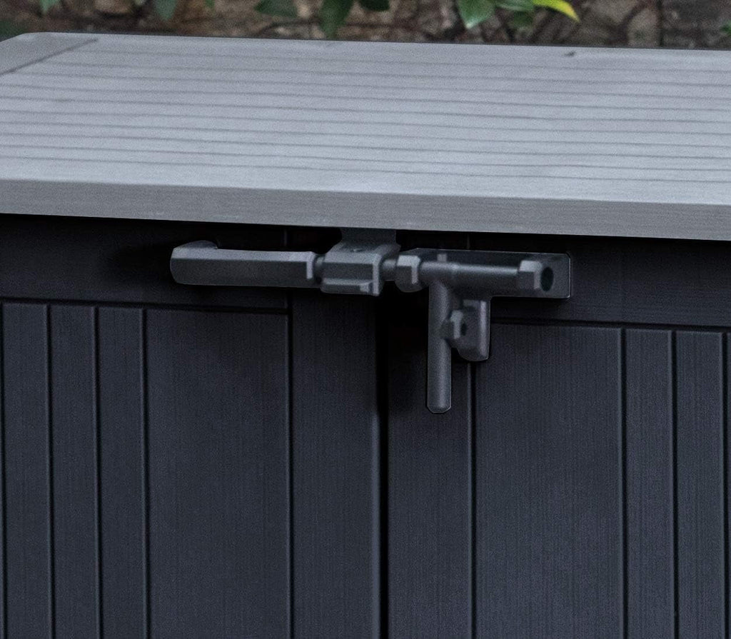 Store It Out Nova Outdoor Garden Storage Shed, 32 X 71.5 X 113.5 Cm, Dark Grey with Light Grey Lid