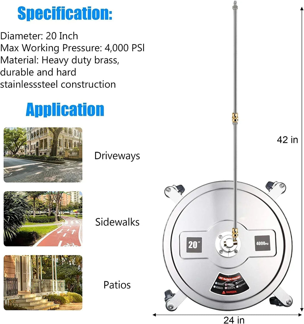 Stainless Steel Housing 1 4 Quick Connector, Power Washer Attachment with 2 Extension Wand, 2 Replacement Nozzles