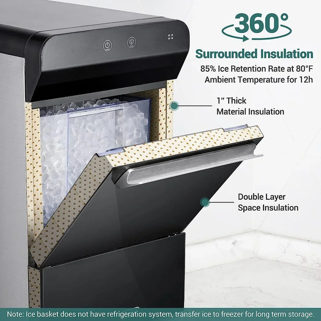 V2.0 Countertop Nugget Ice Maker | Self Cleaning Pellet Ice Maker | Open and Pour Refill | Stainless Steel Housing |