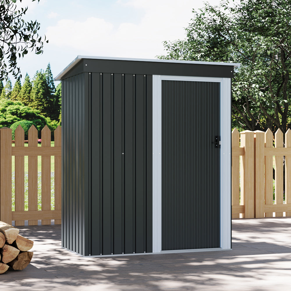 5x3ft Charcoal Black Outdoor Metal Storage Shed with Lockable Door