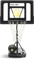All-In-One Pool Basketball Hoop - Includes Composite Basketball, Air Pump, & Tools - Matte Black Heavy Duty Set - Adjustable Poolside Basketball Goal - Made for Kids, Teens, & Adults