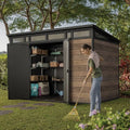 Keter Signature 7 x 11 ft Pent Walnut Plastic 2 Door Shed