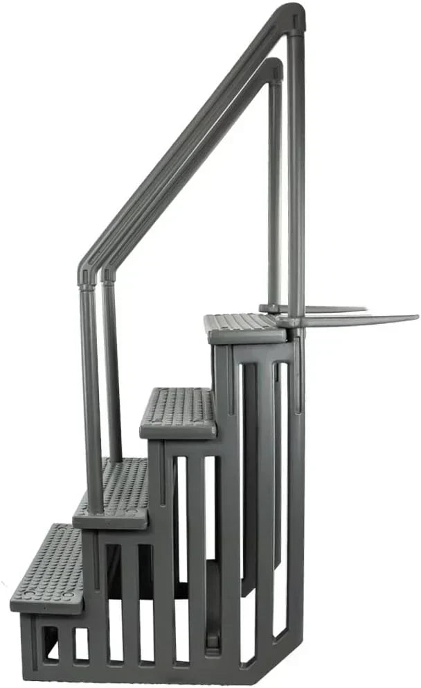 Select Anti-Slip in-Pool Steps | Gray | for Above Ground Swimming Pools | Can Mount to Decks 48" to 54" H | Safety Stairs Capacity Up to 300 lbs