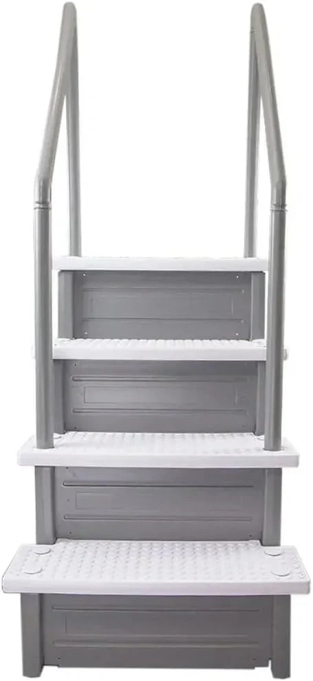 Select Anti-Slip in-Pool Steps | Gray | for Above Ground Swimming Pools | Can Mount to Decks 48" to 54" H | Safety Stairs Capacity Up to 300 lbs
