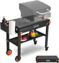 Portable Outdoor Grill Table, Folding Grill Cart Solid and Sturdy, Griddle Stand Large Space, Blackstone Table with Paper Towel Holder, Grill Stand for Blackstone Griddle,Grills etc