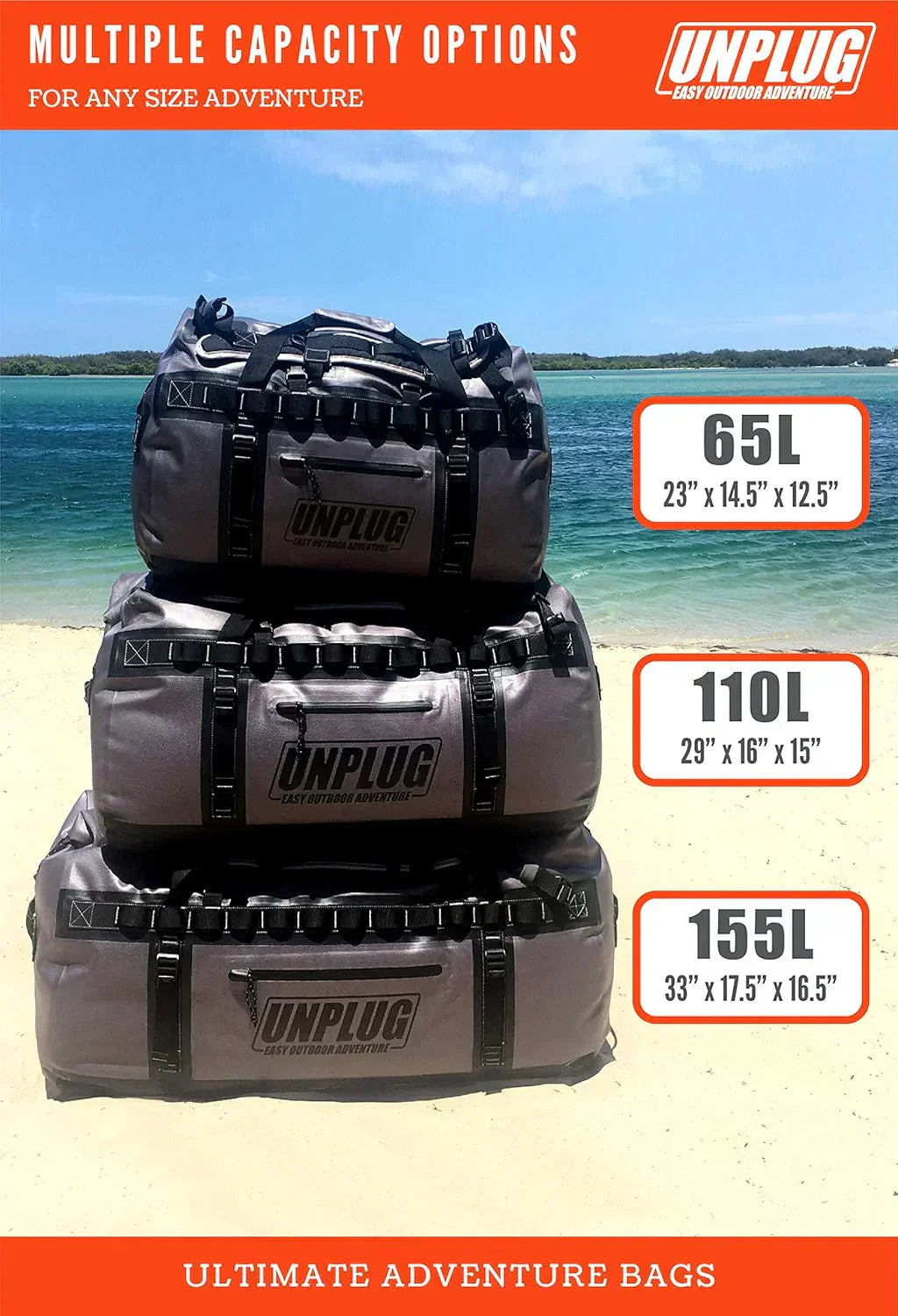 Ultimate Adventure Bag -1680D Heavy Duty Waterproof Travel Duffel Bags for Camping, Motorcycle Dry Bag, Waterproof Bags for Boating, Waterproof Duffle Backpack,Tactical Duffle Bag