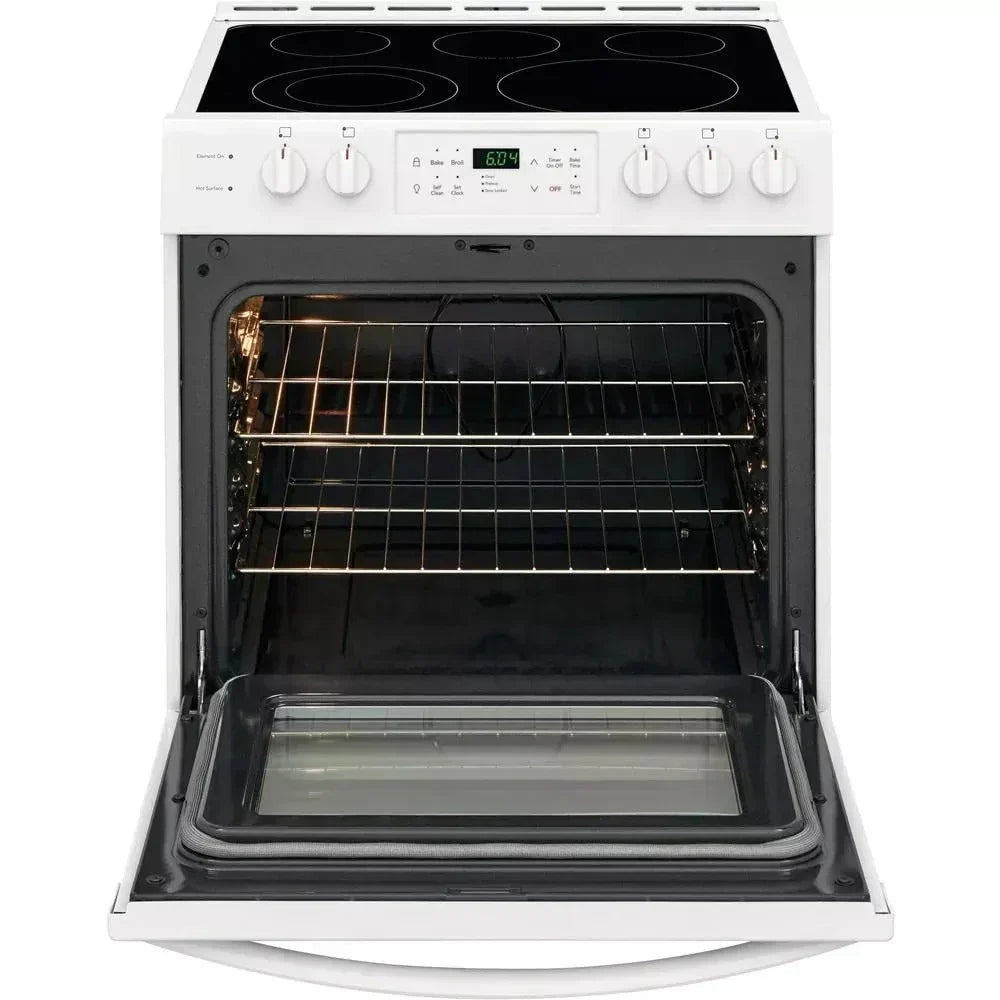 30 in. 5.0 cu. ft. Single Oven White with NVS Black Glass