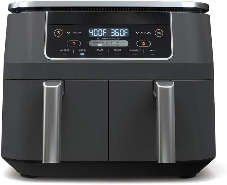 10 Quart 6-in-1 DualZone XL 2-Basket Air Fryer with 2 Independent Frying Baskets, Match Cook & Smart Finish to Roast, Broil, Dehydrate for Quick, Easy Family-Sized Meals, Grey