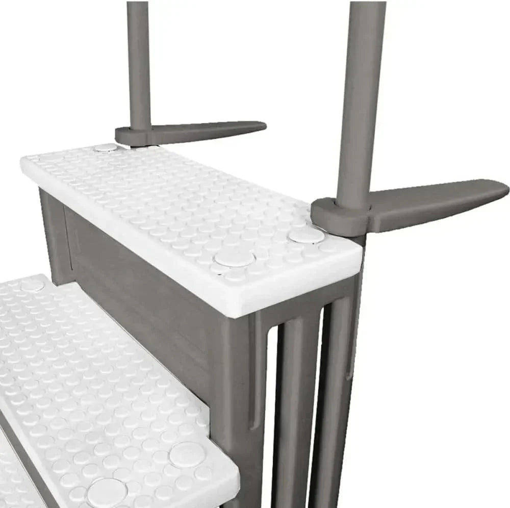 Select Anti-Slip in-Pool Steps | Gray | for Above Ground Swimming Pools | Can Mount to Decks 48" to 54" H | Safety Stairs Capacity Up to 300 lbs