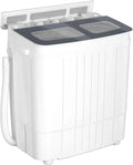 Portable Washing Machine - 14.5 lbs Mini Twin Tub Washer & Spin Dryer for Apartments, Dorms, RVs, Camping - Gray/Blue
