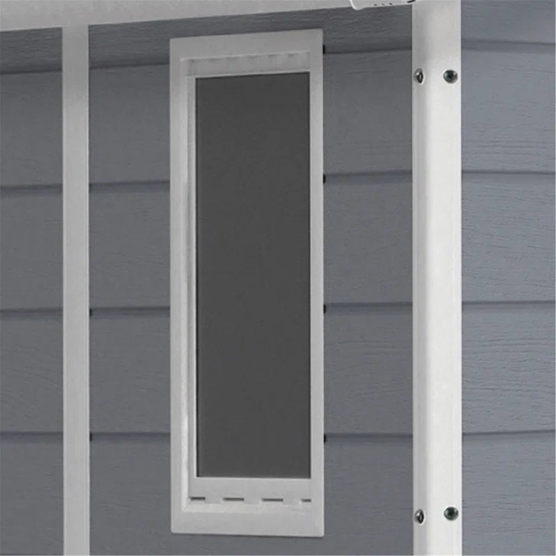 4x6 Resin Garden Storage Shed with Window & Ventilation, Weather-Resistant, Lockable Door - Grey
