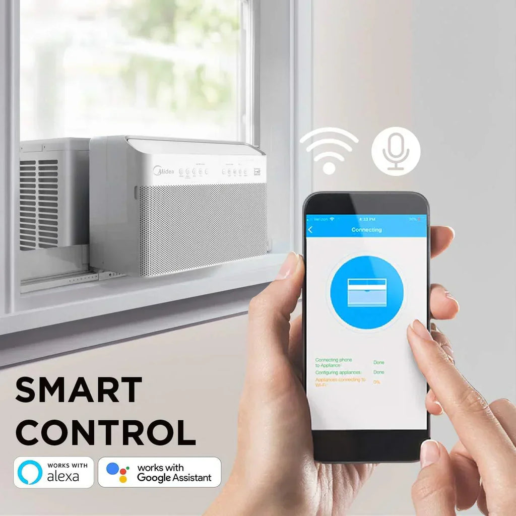 U-Shaped Inverter Window Air Conditioner 12,000BTU with Open Window Flexibility, Robust Installation,Extreme Quiet, 35% Energy Saving, Smart Control, Alexa, Remote, Bracket Included.