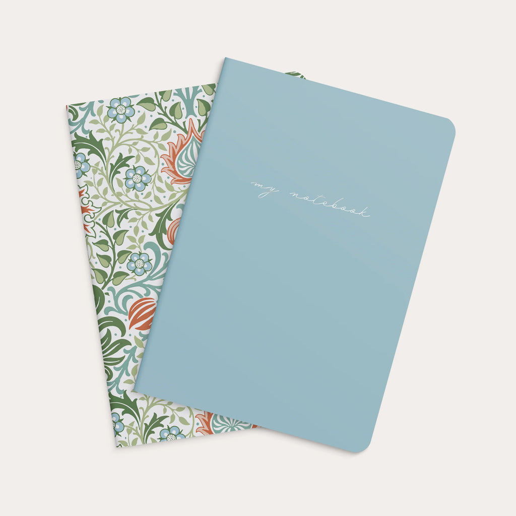 Notebook Blue & Flower 2-pack
