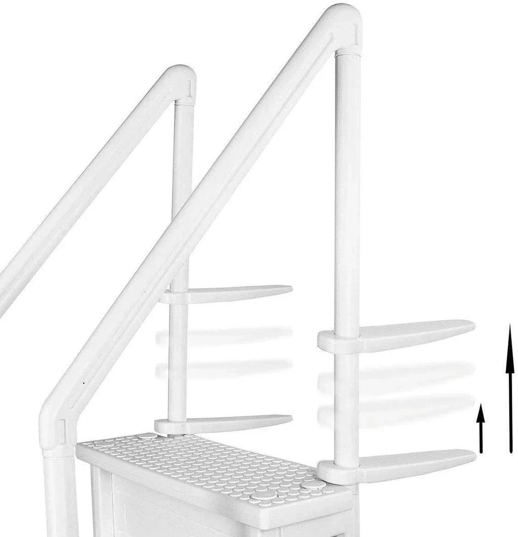 Select Anti-Slip in-Pool Steps | Gray | for Above Ground Swimming Pools | Can Mount to Decks 48" to 54" H | Safety Stairs Capacity Up to 300 lbs