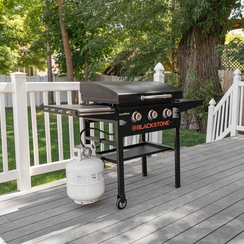 28 Inch Blackstone Griddle 2080 with Hood XL Griddle Original 3-Burner Outdoor Flat Top Grill, with Blackstone Griddle Accessories, Seasoning, and Wholesalehome Gloves and Cloth