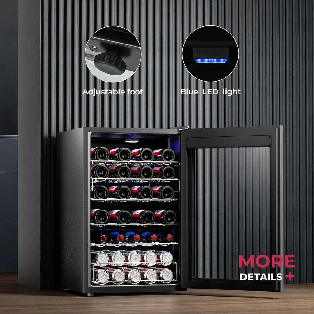 Beverage Refrigerator Cooler - 126 Can Mini Fridge with Glass Door for Soda Beer or Wine, Beverage Cooler for Home, Office, Bar with Adjustable Removable Shelves, Silver