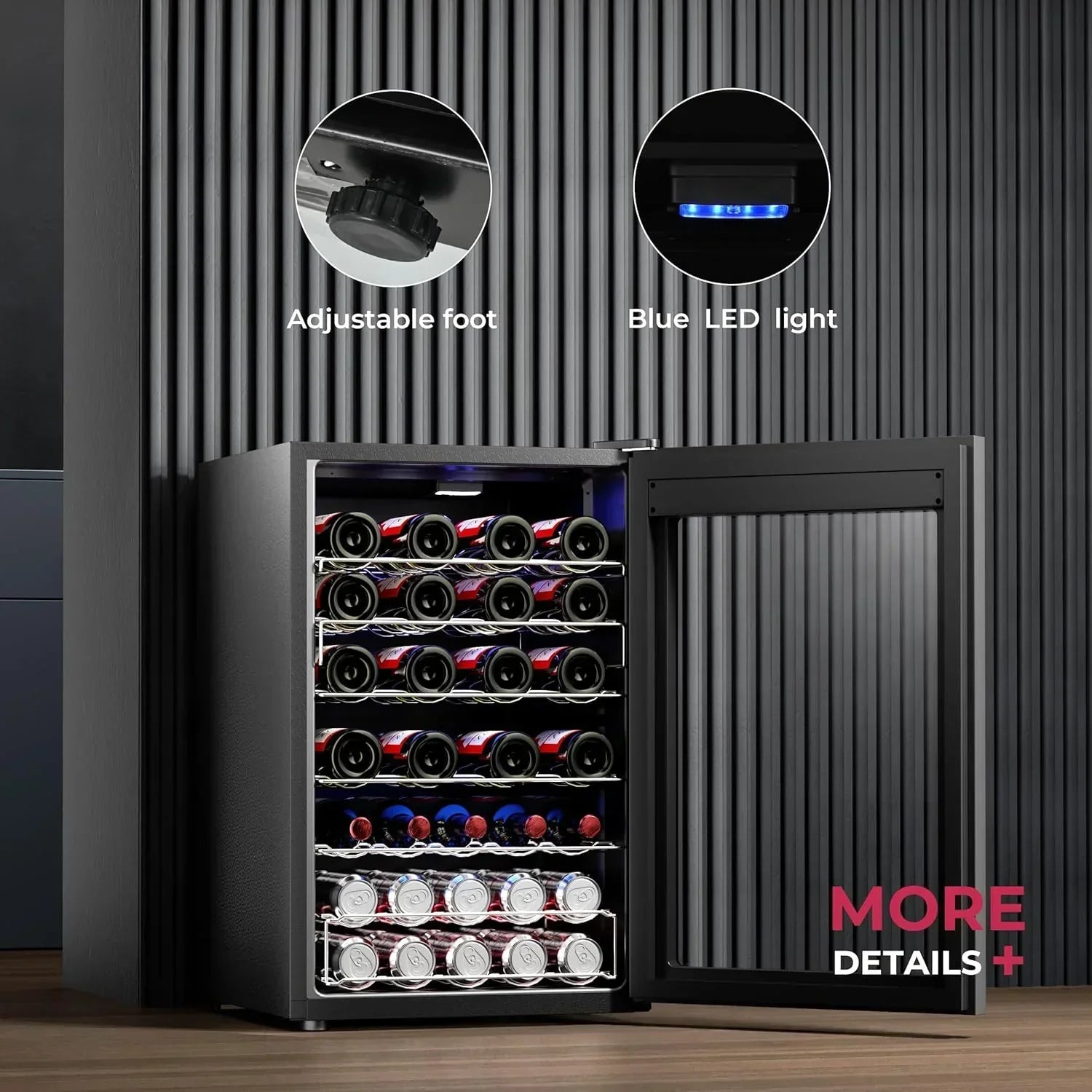Beverage Refrigerator Cooler - 126 Can Mini Fridge with Glass Door for Soda Beer or Wine, Beverage Cooler for Home, Office, Bar with Adjustable Removable Shelves, Silver