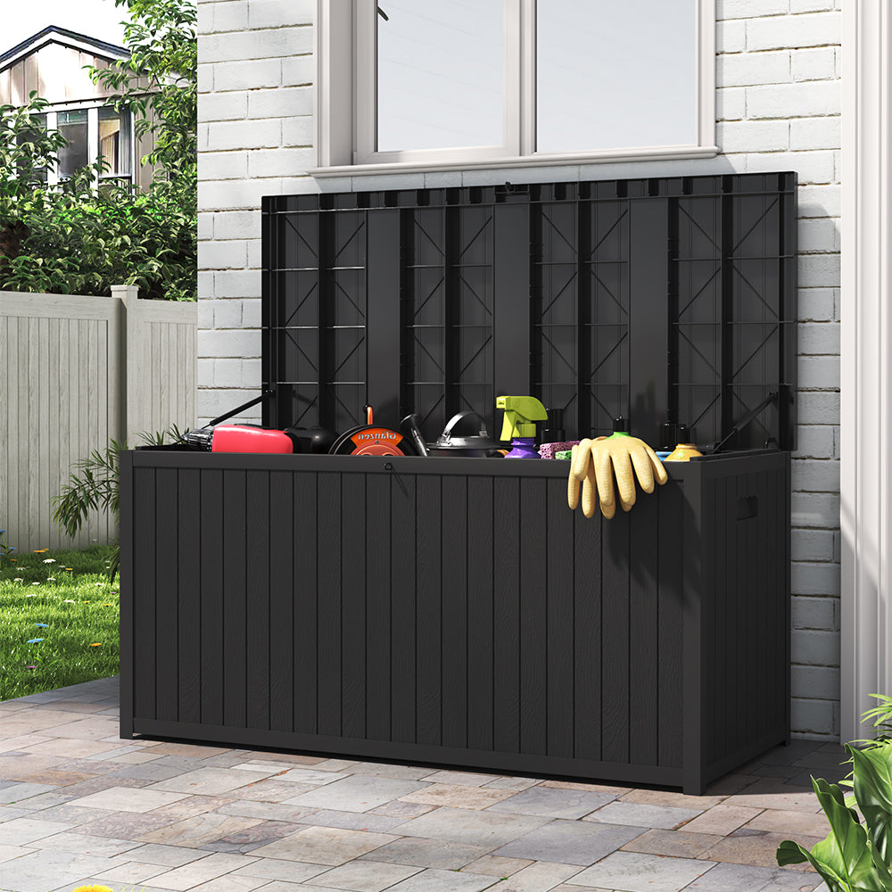 430L Black/Grey Lockable Waterproof Garden Storage Box