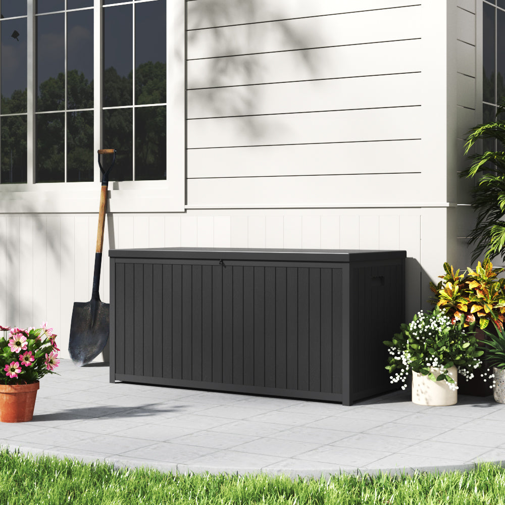 430L Black/Grey Lockable Waterproof Garden Storage Box