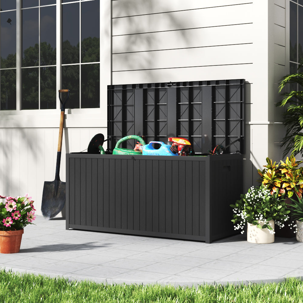 430L Black/Grey Lockable Waterproof Garden Storage Box