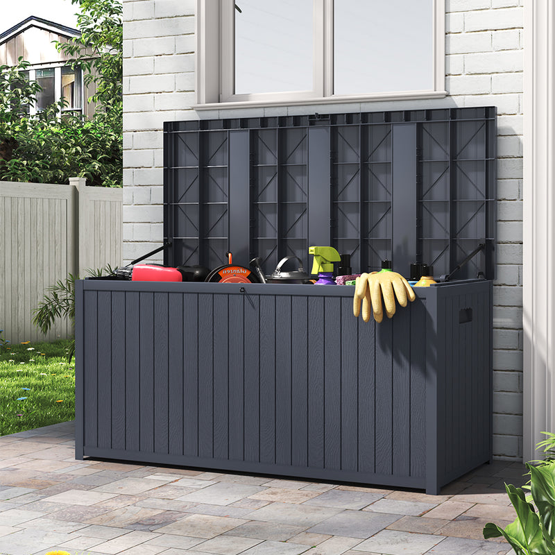 430L Black/Grey Lockable Waterproof Garden Storage Box