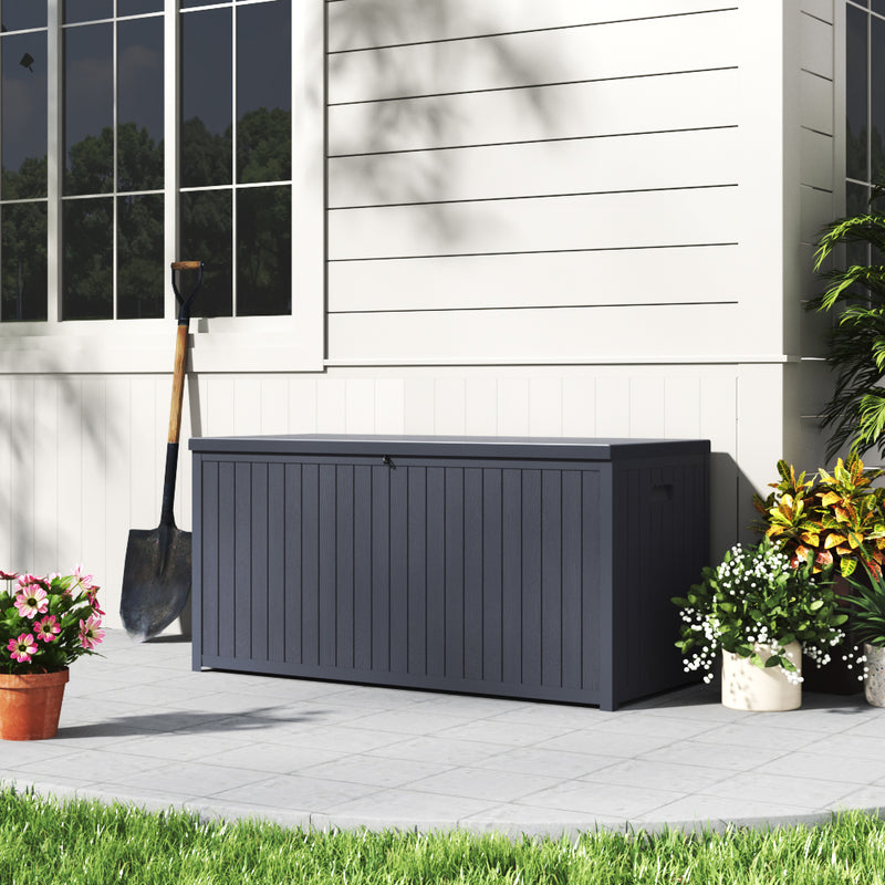 430L Black/Grey Lockable Waterproof Garden Storage Box
