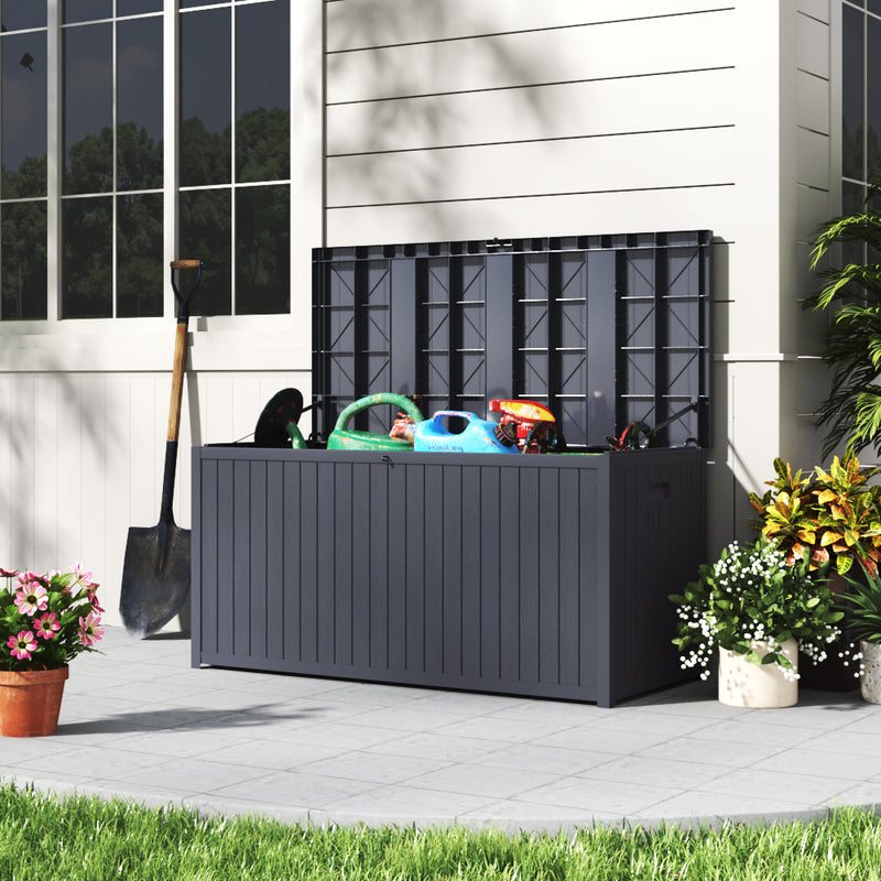 430L Black/Grey Lockable Waterproof Garden Storage Box