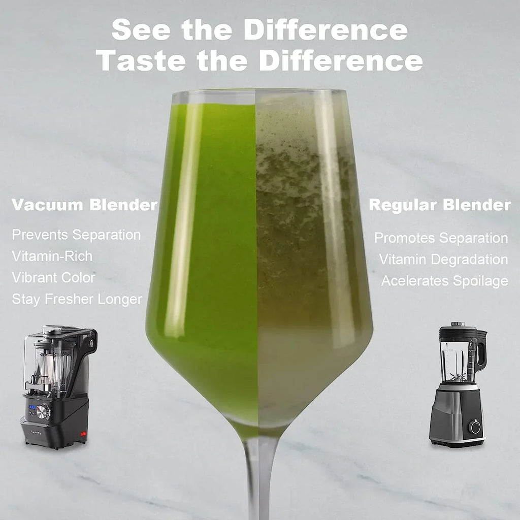 Kitchen Quiet Professional Blender: Vacuum Commercial Blender for Shakes and Smoothies - 56 Ounce Industrial Countertop Blender - 1500 Watt High Power Smoothie Blender with Guard, 29015 (Black)