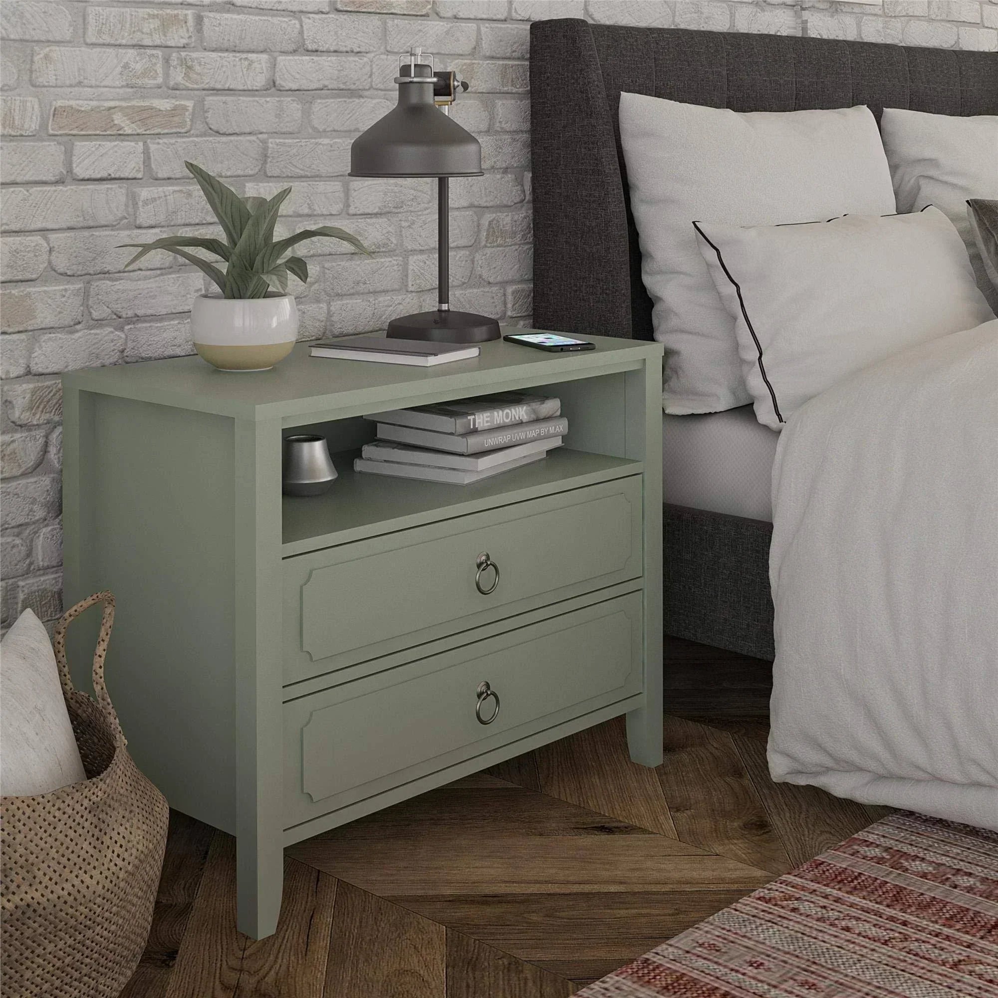 Drawer Nightstand, Green