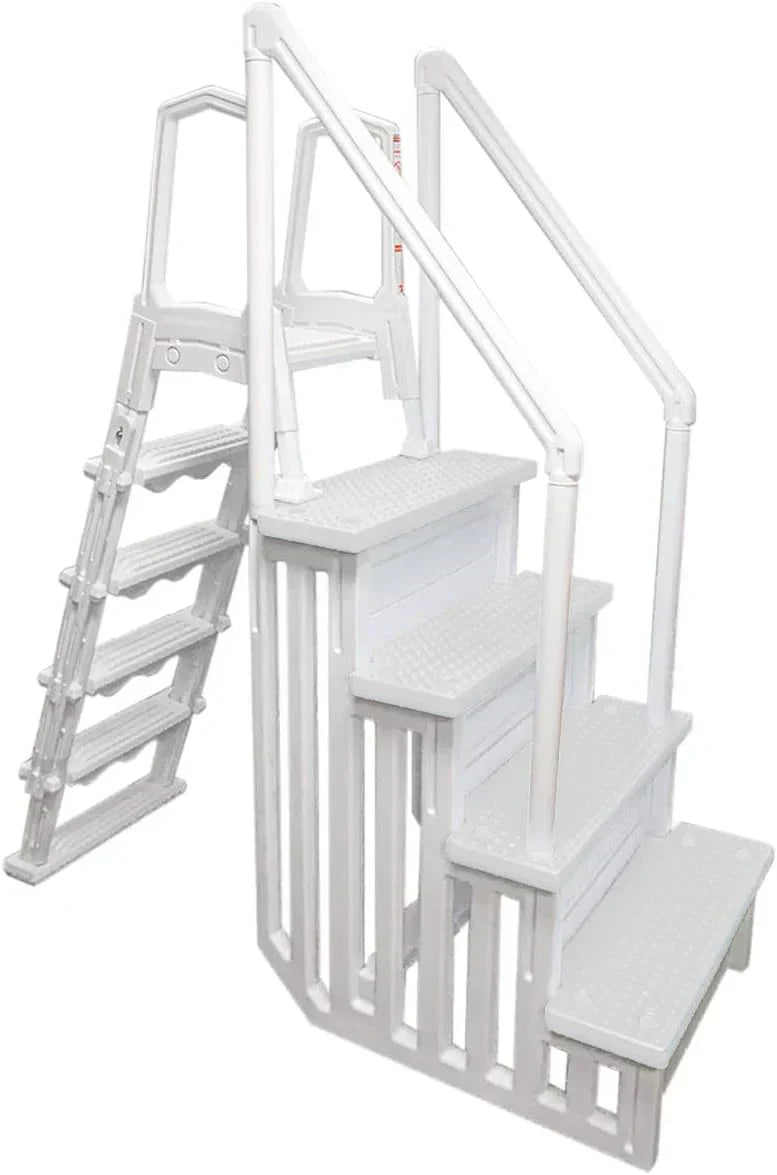 Select Anti-Slip in-Pool Steps | Gray | for Above Ground Swimming Pools | Can Mount to Decks 48" to 54" H | Safety Stairs Capacity Up to 300 lbs