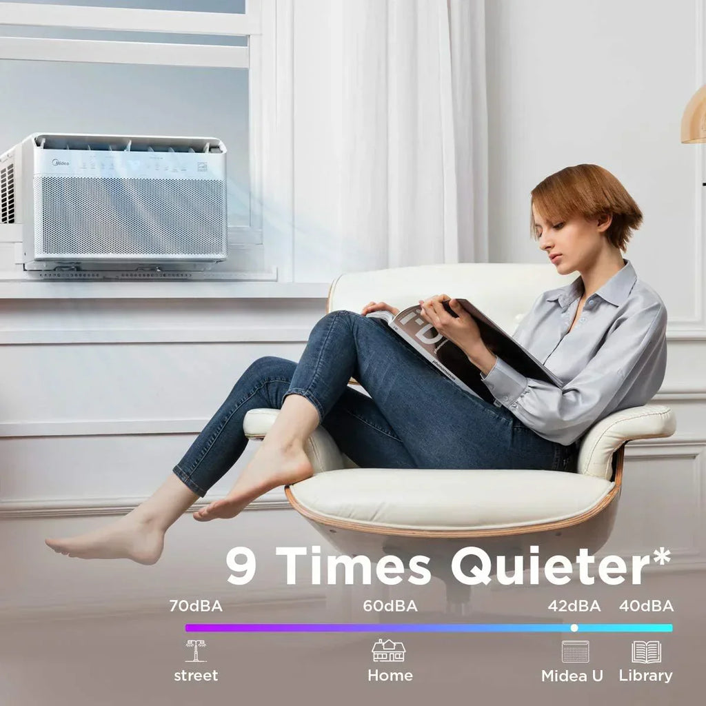 U-Shaped Inverter Window Air Conditioner 12,000BTU with Open Window Flexibility, Robust Installation,Extreme Quiet, 35% Energy Saving, Smart Control, Alexa, Remote, Bracket Included.