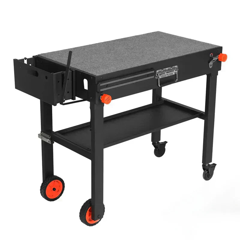 Adjustable 3-Shelf Indoor & Outdoor Grill Table | Portable Work Table with Stainless Steel Tabletop