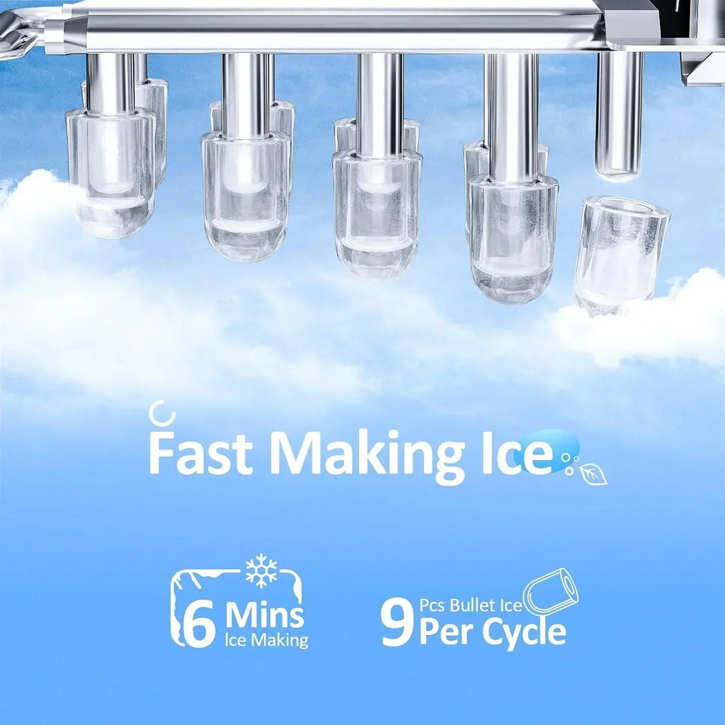 Nugget Ice Makers Countertop, Pebble Ice Machine with Chewable Pellet Ice, 34Lbs/24H, Self-Cleaning, Sonic Ice, One-Click Operation, for Kitchen,Office Stainless Steel Black
