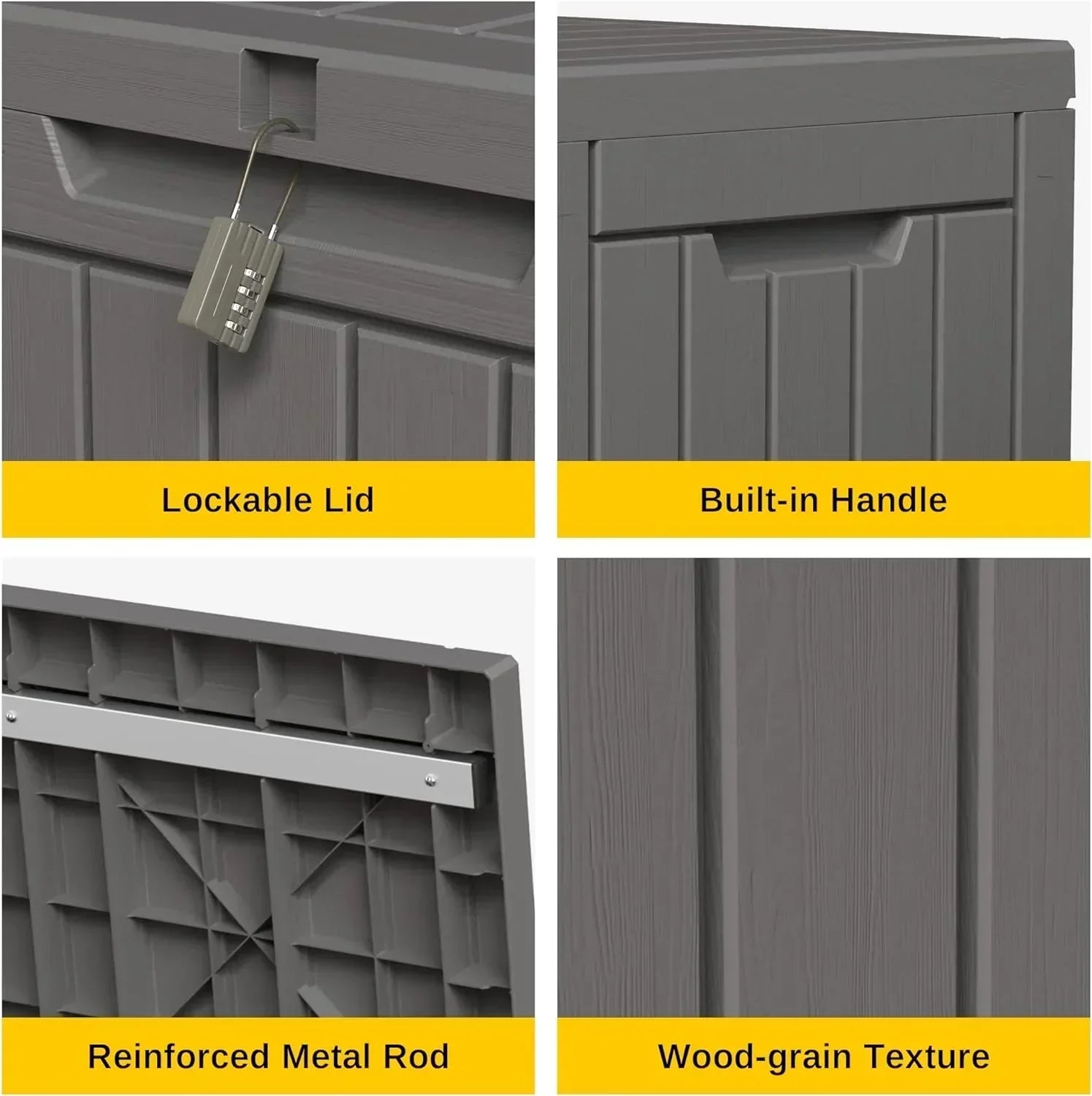 230 Gallon Deck Box, Outdoor Storage Box with Padlock