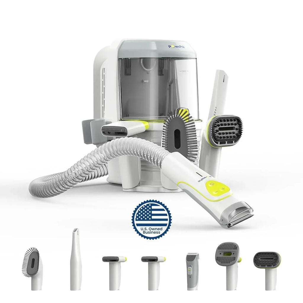 Professional Pet Grooming Vacuum Kit, Dogs & Cats, Direct Handheld Control, 7 Grooming Tools, 6 Suction Levels, Large 2.2L Dust Bin, UL, HEPA Filter
