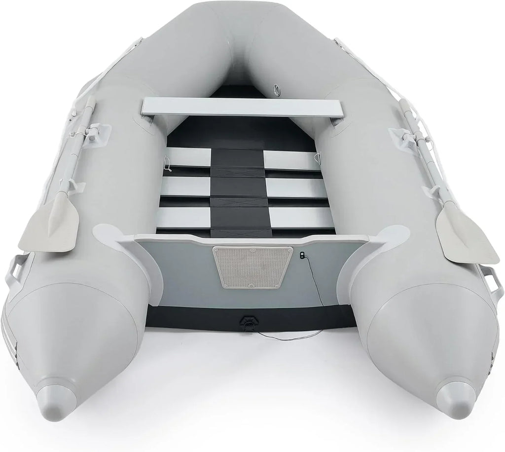 7.5ft Inflatable Dinghy Boat, 2 Person 660lb Transom Sport Tender Boat with Pump Aluminum Oars Floor, Heavy Duty Inflatable Raft Kayak for Adults
