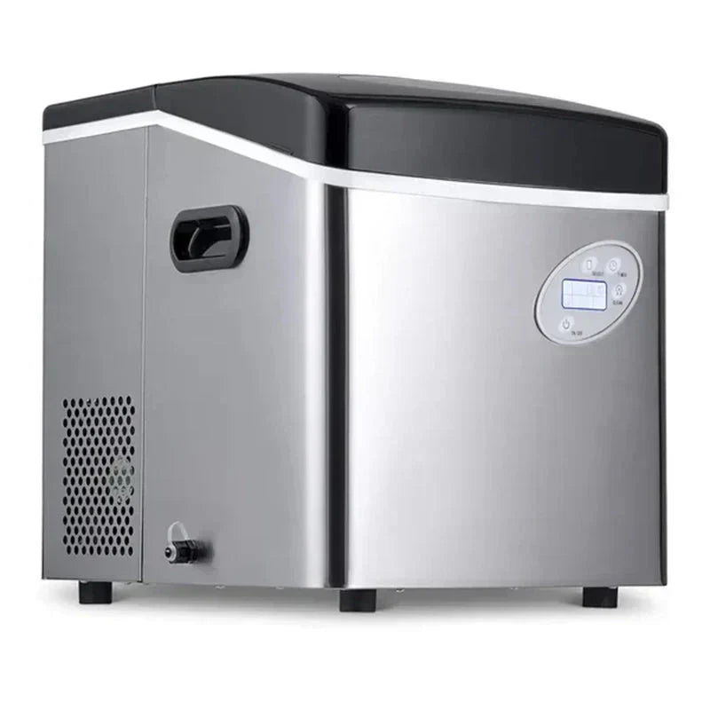 Portable Ice Maker 50 lb. Daily, 12 Cubes in Under 7 Minutes - Compact Countertop Design - 3 Size Bullet Shaped Ice - for Kitchen/Office/RV/Bar - Stainless Steel