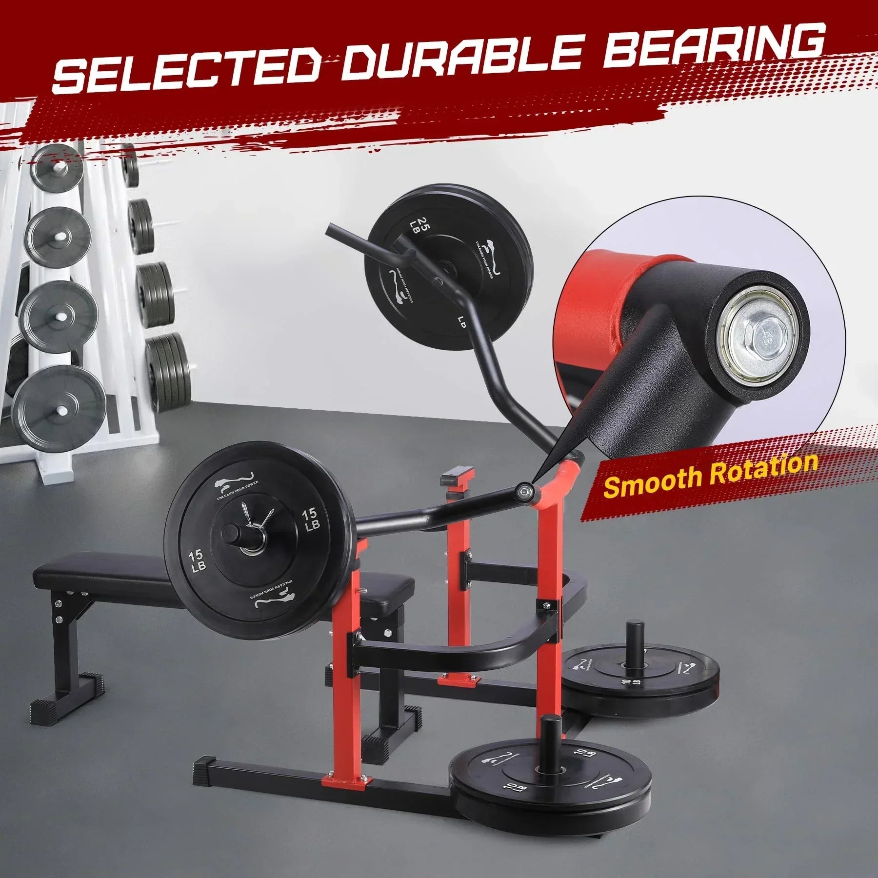 Chest Press Machine, 1050LBS Capacity, Independent Converging Arms, Weight Bench Press with Adjustable Flat Bench for Upper Body Workouts, Red