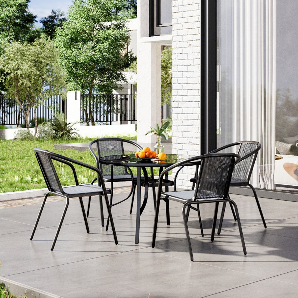 Black Round/Rectangular Garden Patio Table with Umbrella Hole