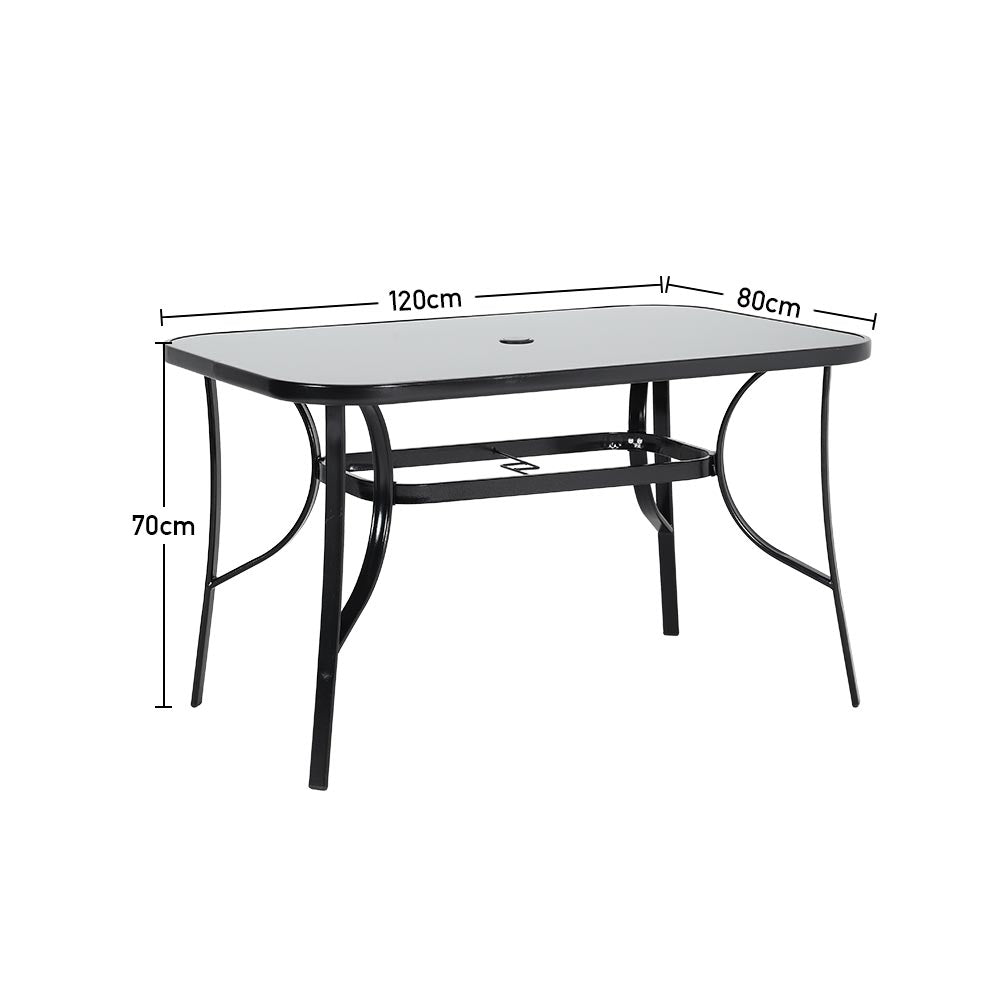 Black Round/Rectangular Garden Patio Table with Umbrella Hole
