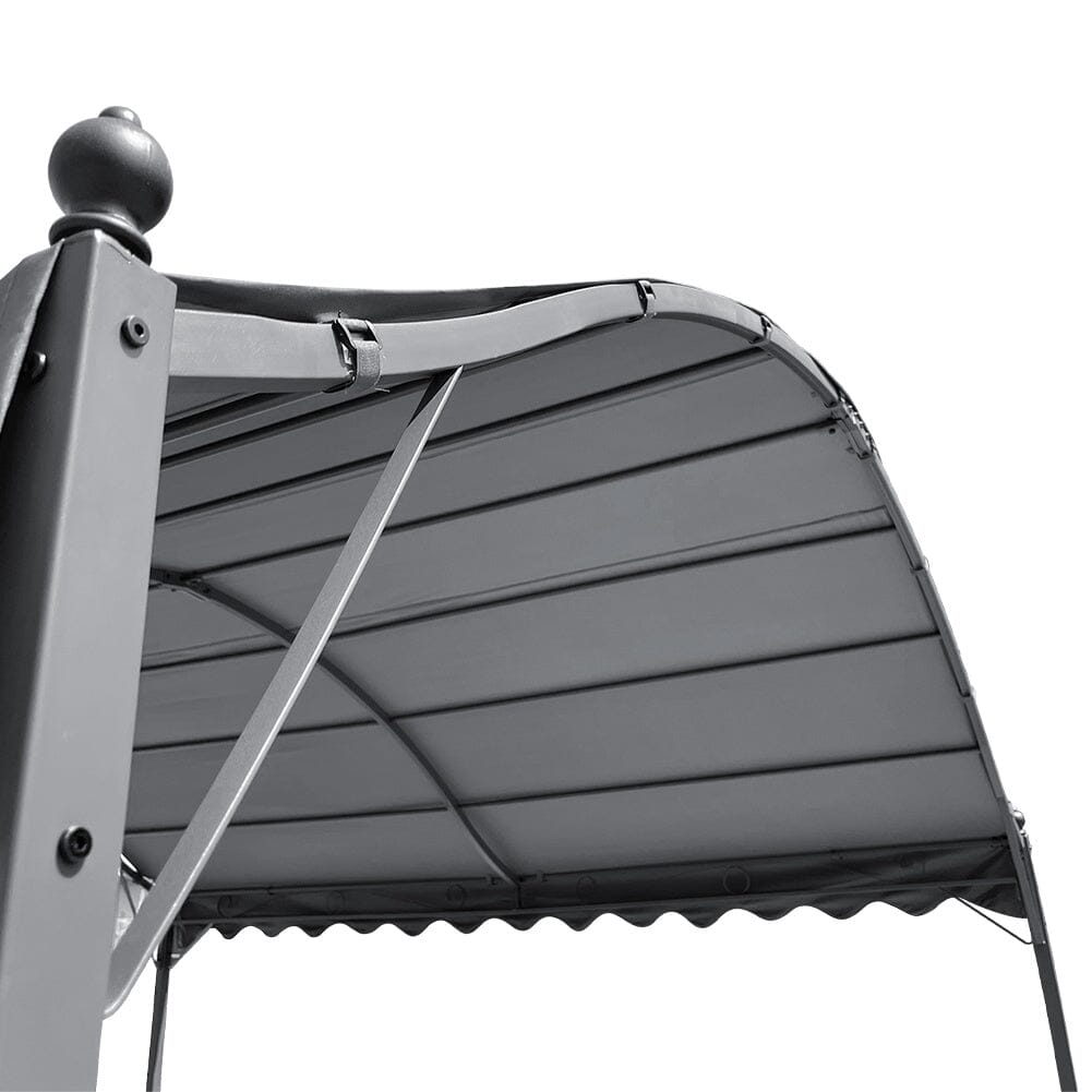 102x118 inch Dark Grey Outdoor Metal Arched Pergola with Shade